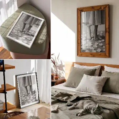 Retro plakát fekete-fehér szirmok béke mintával