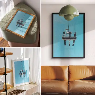 Kábelvasút a kék ég ellen retro plakát retro plakát