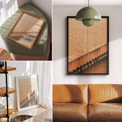 Retro plakát Bézs és barna árnyalatok geometrikus vonalai, harmonikusan