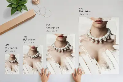 Koponya nyaklánc művészi kontrasztú modern retro plakát