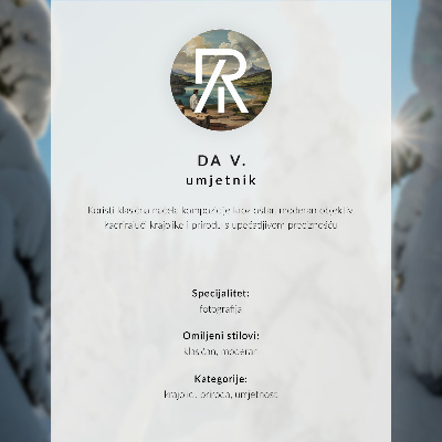 Poszter Hóval borított fák, kék ég, napsütés