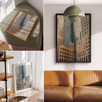 Poszter modern felhőkarcolók geometrikus formák eleganciája kivitelben