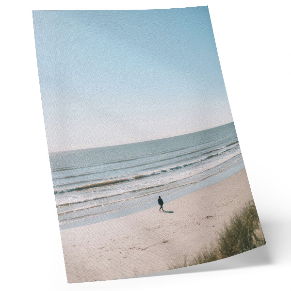 Retro plakát Strand, nyugodt tenger, kék ég, minimalizmus, harmónia