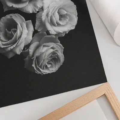 Retro plakát fekete-fehér rózsák minimalista klasszikus eleganciával