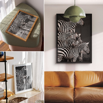 Poszter nyomtatás Zebra kontrasztos fekete-fehér függőleges vonalakkal