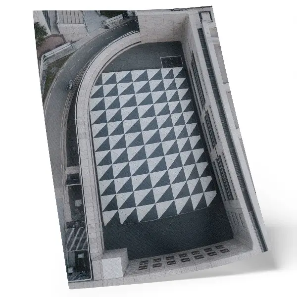 Retro poszter elegáns geometrikus minták futurisztikus építészettel