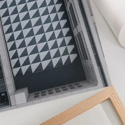 Retro poszter elegáns geometrikus minták futurisztikus építészettel