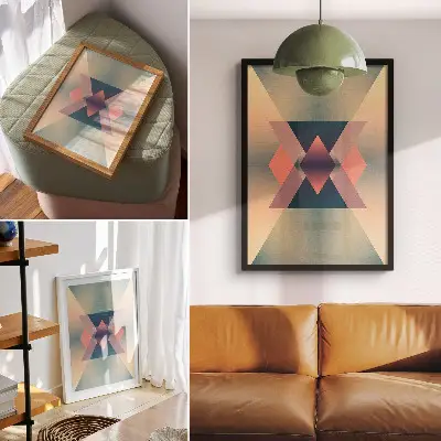 Poszter nyomtatás geometrikus formák pasztellszínes eleganciája