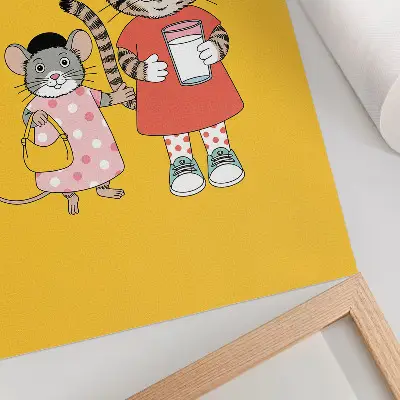 Poszter nyomtatás macska és egér mintás mesefigurák