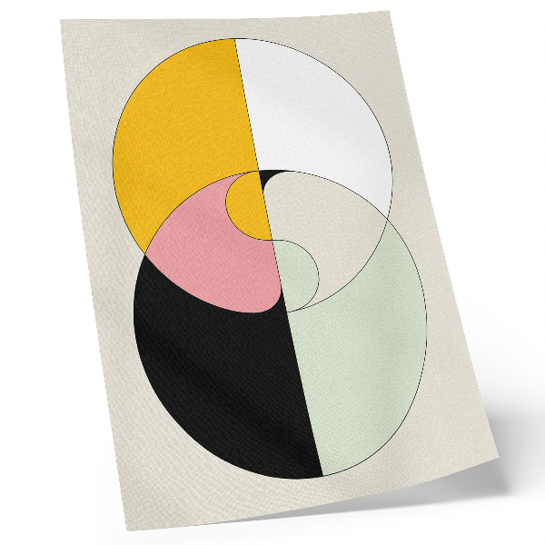 Retro plakát Geometrikus körök, kontrasztos színek, minimalista stílus