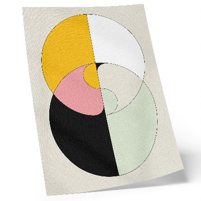 Retro plakát Geometrikus körök, kontrasztos színek, minimalista stílus