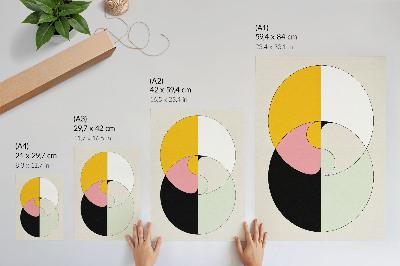 Retro plakát Geometrikus körök, kontrasztos színek, minimalista stílus