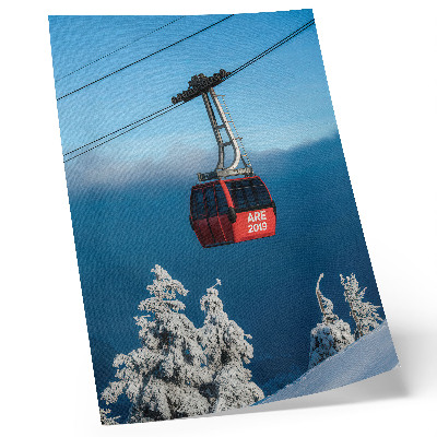 Poszter nyomtatás Téli táj piros gondola fehér fák