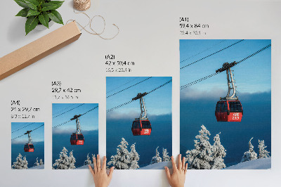 Poszter nyomtatás Téli táj piros gondola fehér fák