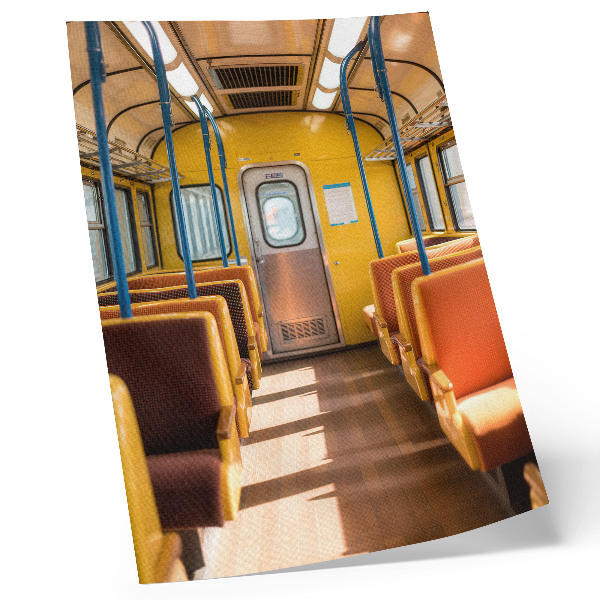 Retro plakát Sárga kocsibelső narancssárga ülésekkel