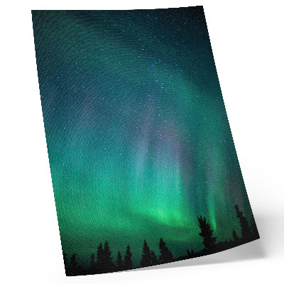 Poszter nyomtatás Aurora Borealis türkizkék égbolt csillogó csillagok