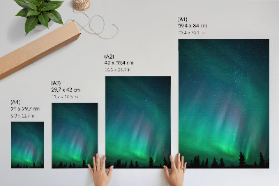 Poszter nyomtatás Aurora Borealis türkizkék égbolt csillogó csillagok
