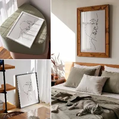 Minimalista arcvonások plakát retro stílusú poszter felesleges részletek nélkül