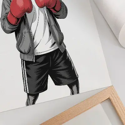 Poszter nyomtatás boxer kutya boxkesztyűs sportos stílusban