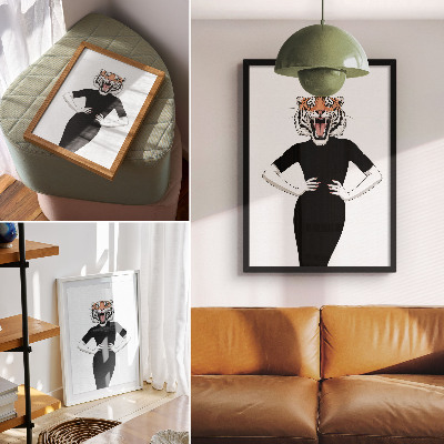 Retro plakát A tigris és a ruha szürrealista kombinációja