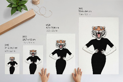 Retro plakát A tigris és a ruha szürrealista kombinációja