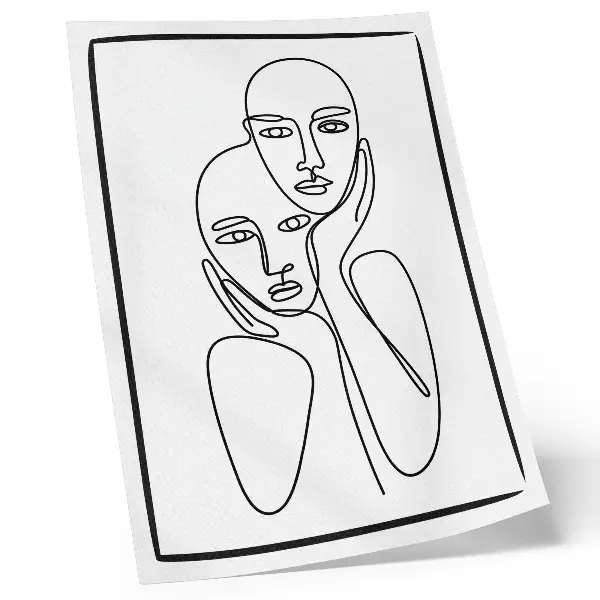 Poszternyomtatás minimalista eleganciájú fekete vonalas arckontúr minta