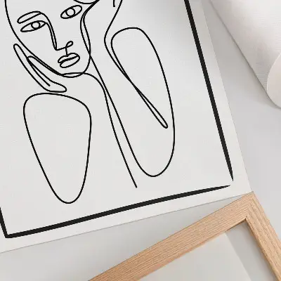 Poszternyomtatás minimalista eleganciájú fekete vonalas arckontúr minta
