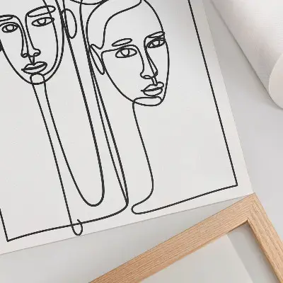 Retro plakát vonalas arcok minimalista elegáns stílusban