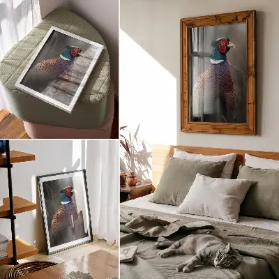Poszter nyomtatás színes fácántollak béke témával