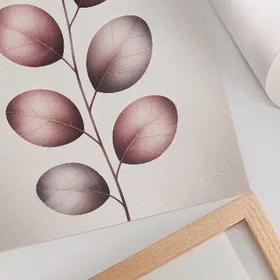 Retro plakát rózsaszín levelekkel díszített ág minimalista és könnyed stílusban