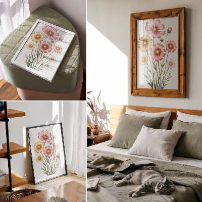 Poszter Sárga és rózsaszín virágok buja csokorban