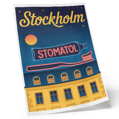 Retro plakát Neonreklám modern építési éjszakai fény