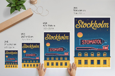 Retro plakát Neonreklám modern építési éjszakai fény