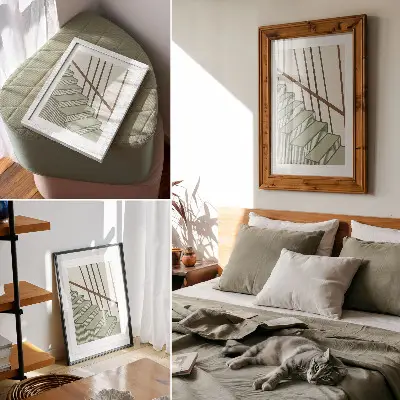 Poszter geometrikus lépcső mintás minimalista poszter elegáns stílusban