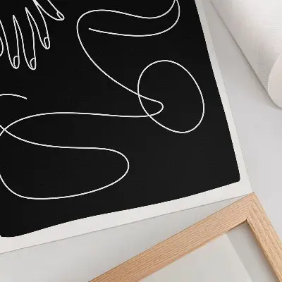 Poszter fekete-fehér minimalista kéz ívelt vonalakkal