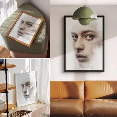 Retro plakát egy finom arc, egy titokzatos hangulat és egy finom játék grafikájával