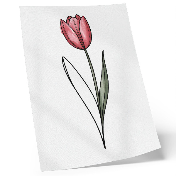 Poszter Rózsaszín tulipán egyszerű kontúr könnyedség