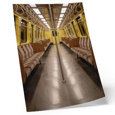 Retro plakát Metro belső sárga fa modern