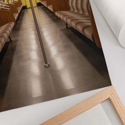 Retro plakát Metro belső sárga fa modern