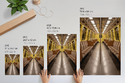 Retro plakát Metro belső sárga fa modern