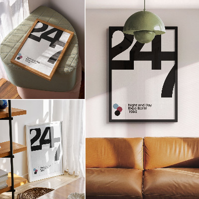 Retro plakát Minimalista dizájn nagy fekete-fehér számokkal