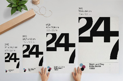 Retro plakát Minimalista dizájn nagy fekete-fehér számokkal