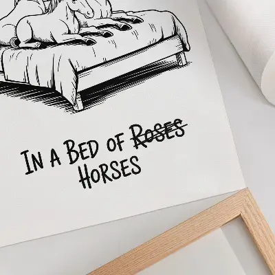 Retro plakát fekete-fehér illusztráció humoros állatos felirattal