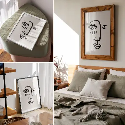 Poszter nyomtatás modern minimalista absztrakt arcvonásokkal
