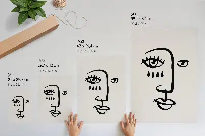 Poszter nyomtatás modern minimalista absztrakt arcvonásokkal