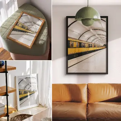 Poszter nyomtatás modern metró sima vonalakkal és dinamikus stílusban