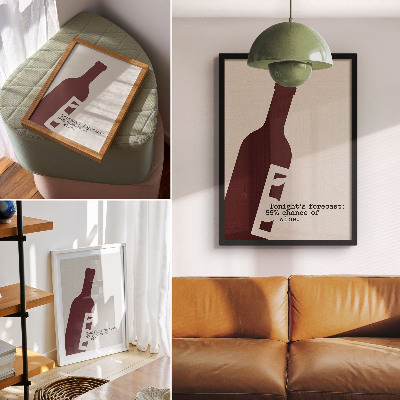 Retro plakát Minimalista grafika bordó árnyalatokban