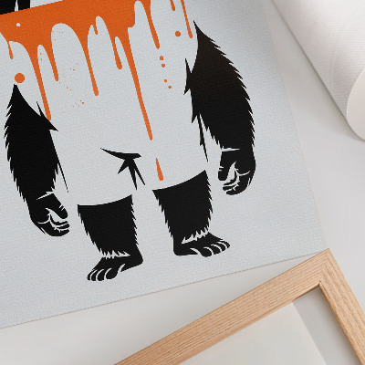 Retro plakát Egy overallos gorilla élénk narancssárga háttér előtt