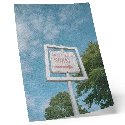 Poszter nyomtatás fehér tábla a kék ég ellen