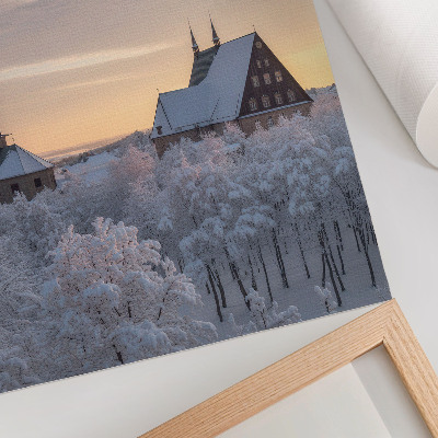Poszter nyomtatás Téli táj hófödte templommal
